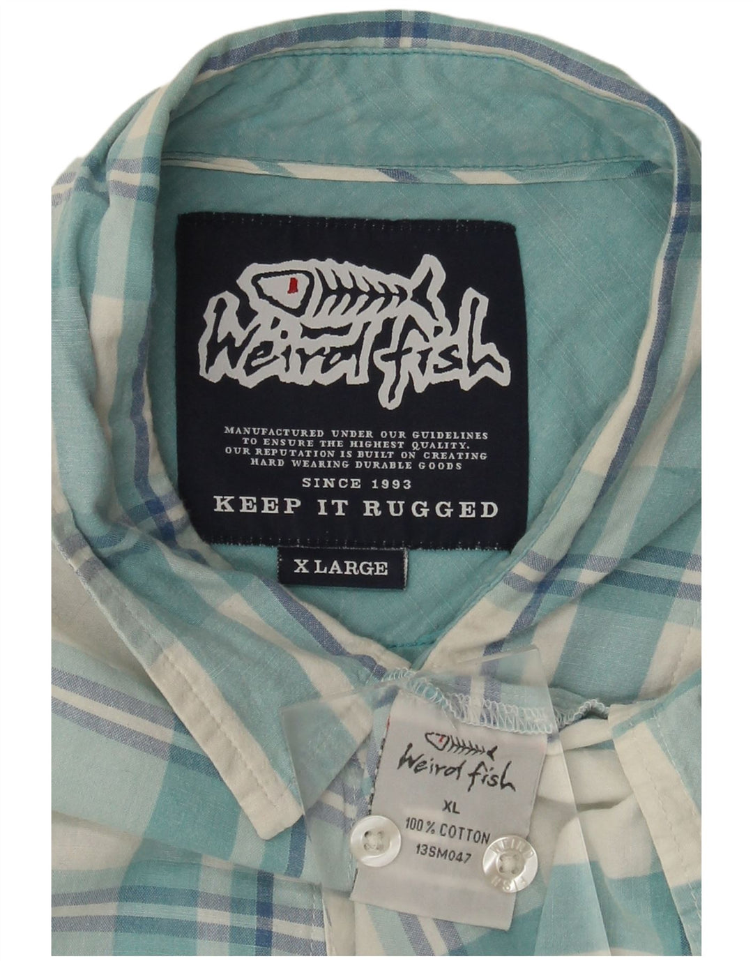 Cămașă pentru bărbați Weird Fish XL Blue Check Bumbac