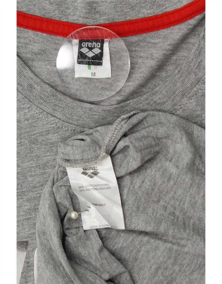 ARENA Mens Graphic T-Shirt Top Medium Grey Cotton