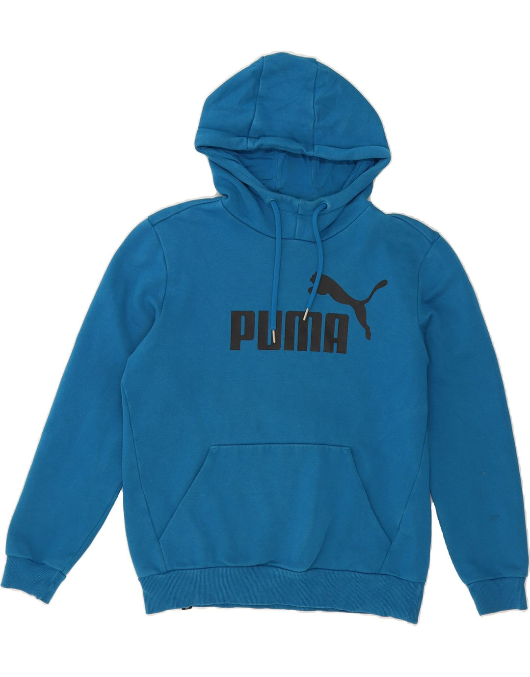 PUMA Mens Graphic Hoodie Jumper Small Blue Cotton Vintage Puma and Second-Hand Puma from Messina Hembry 