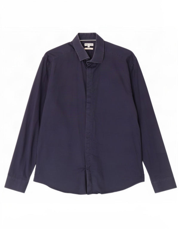 Cămașă pentru bărbați Reiss Slim Fit XL, bumbac bleumarin