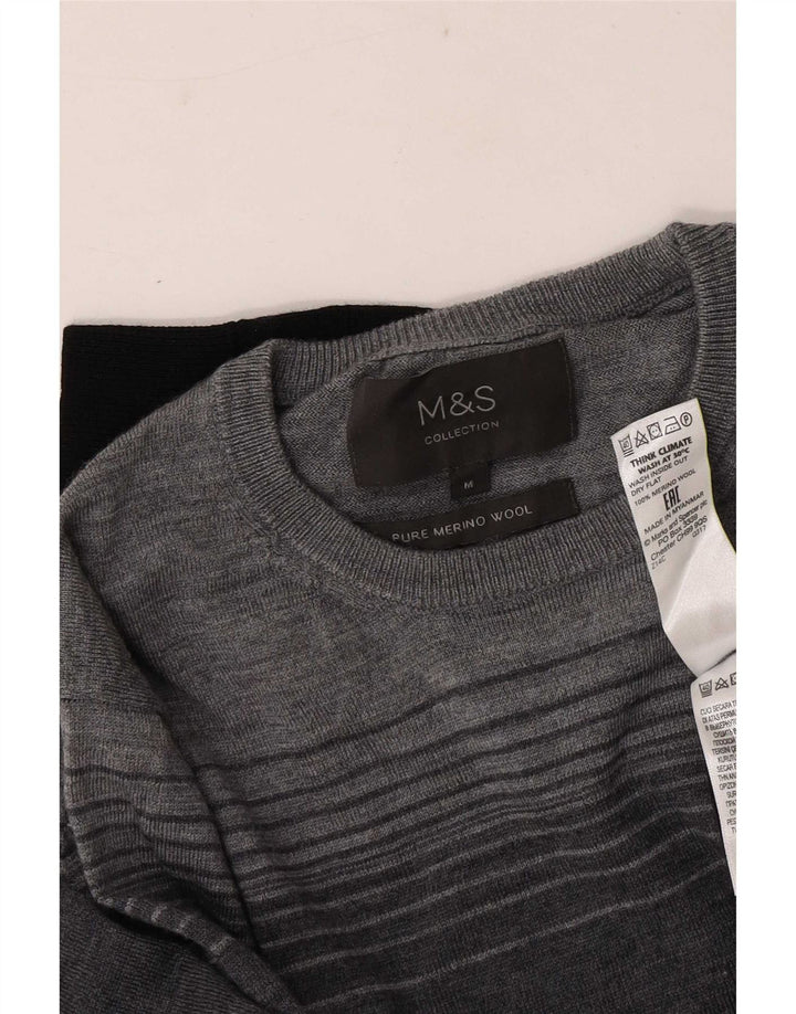 Pulover Marks & Spencer pentru bărbați, cu gât crew, color block, mediu bleumarin
