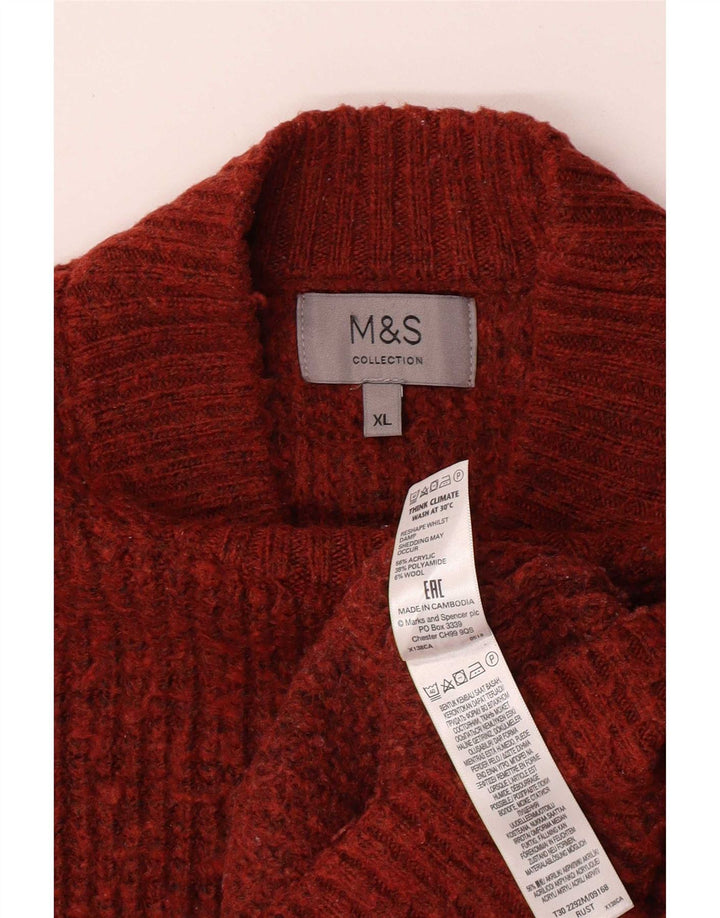 Pulover cu gât țestoasă pentru bărbați Marks & Spencer, XL, roșu acrilic