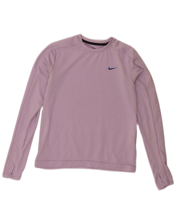 Top grafic Nike Dri Fit pentru femei cu mânecă lungă UK 10 Poliester liliac mic