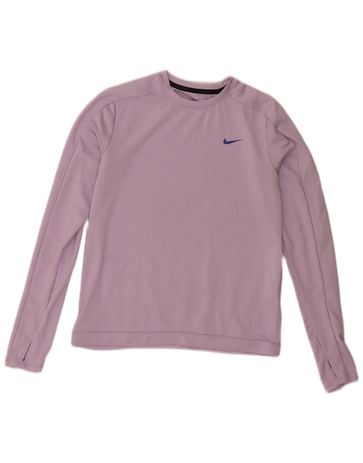 Top grafic Nike Dri Fit pentru femei cu mânecă lungă UK 10 Poliester liliac mic