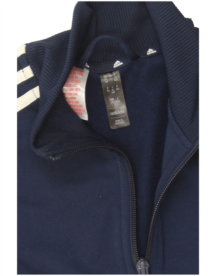 Jachetă de trening pentru băieți Adidas 13-14 ani, albastru bleumarin, color block