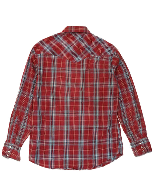 Wrangler Mens Western Shirt Medium Burgundy Check