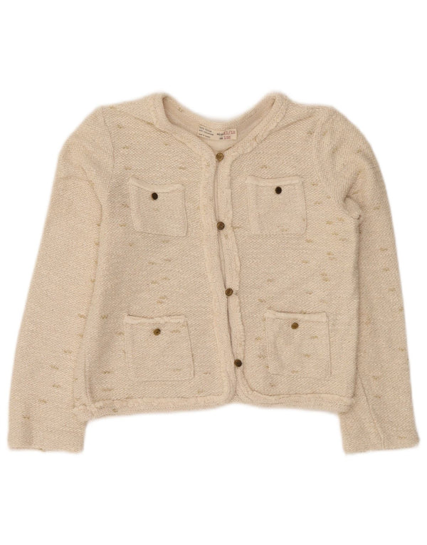 Pulover Crop Cardigan pentru fete Zara 11-12 ani, pete alb