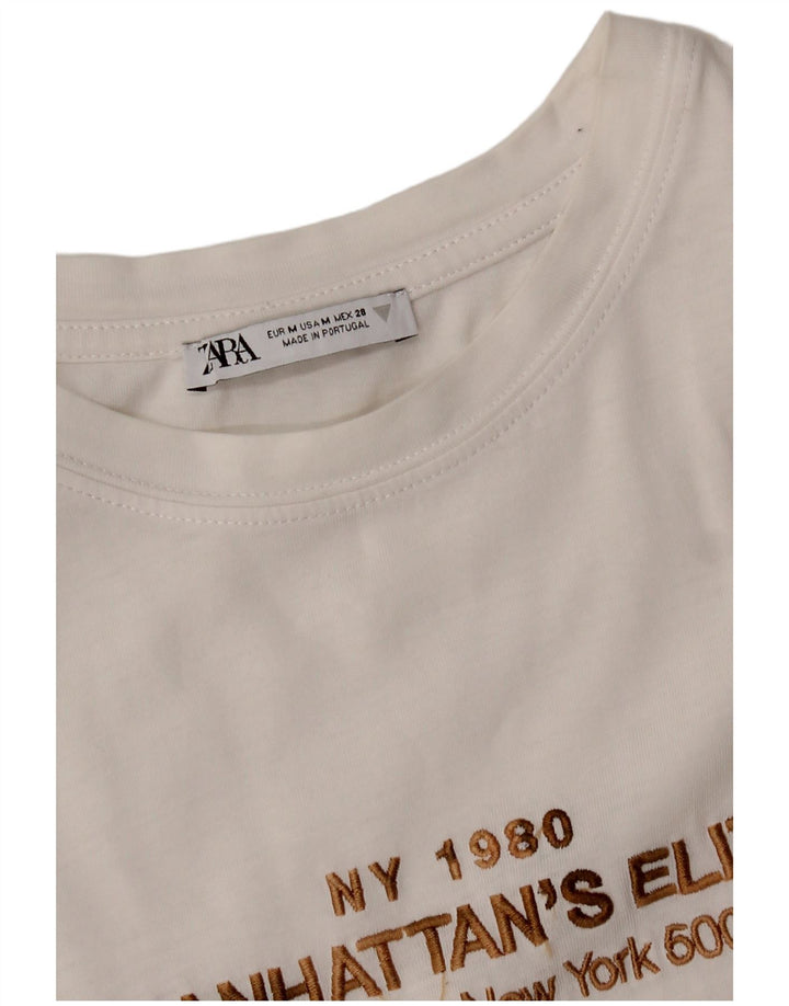 Tricou cu grafic pentru femei Zara UK 12 Medium White