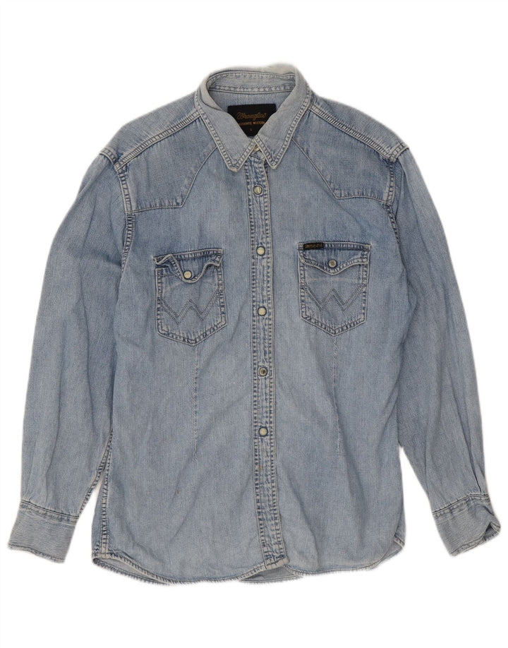 Cămașă din blugi Wrangler pentru femei UK 14 Large Blue