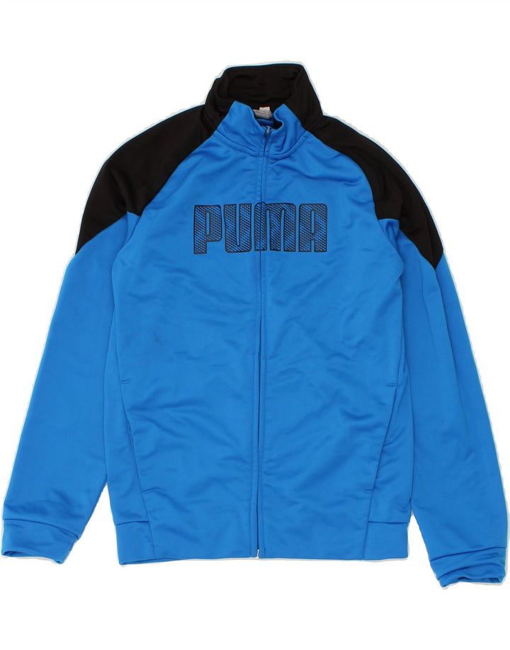 PUMA Boys Graphic Tracksuit Top Jacket 11-12 Years Blue Colourblock Vintage Puma and Second-Hand Puma from Messina Hembry 