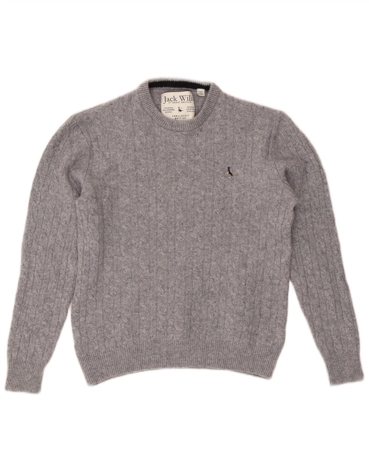 Pulover Jack Wills pentru femei cu gât roșu, UK 14, lână cu pete gri mediu