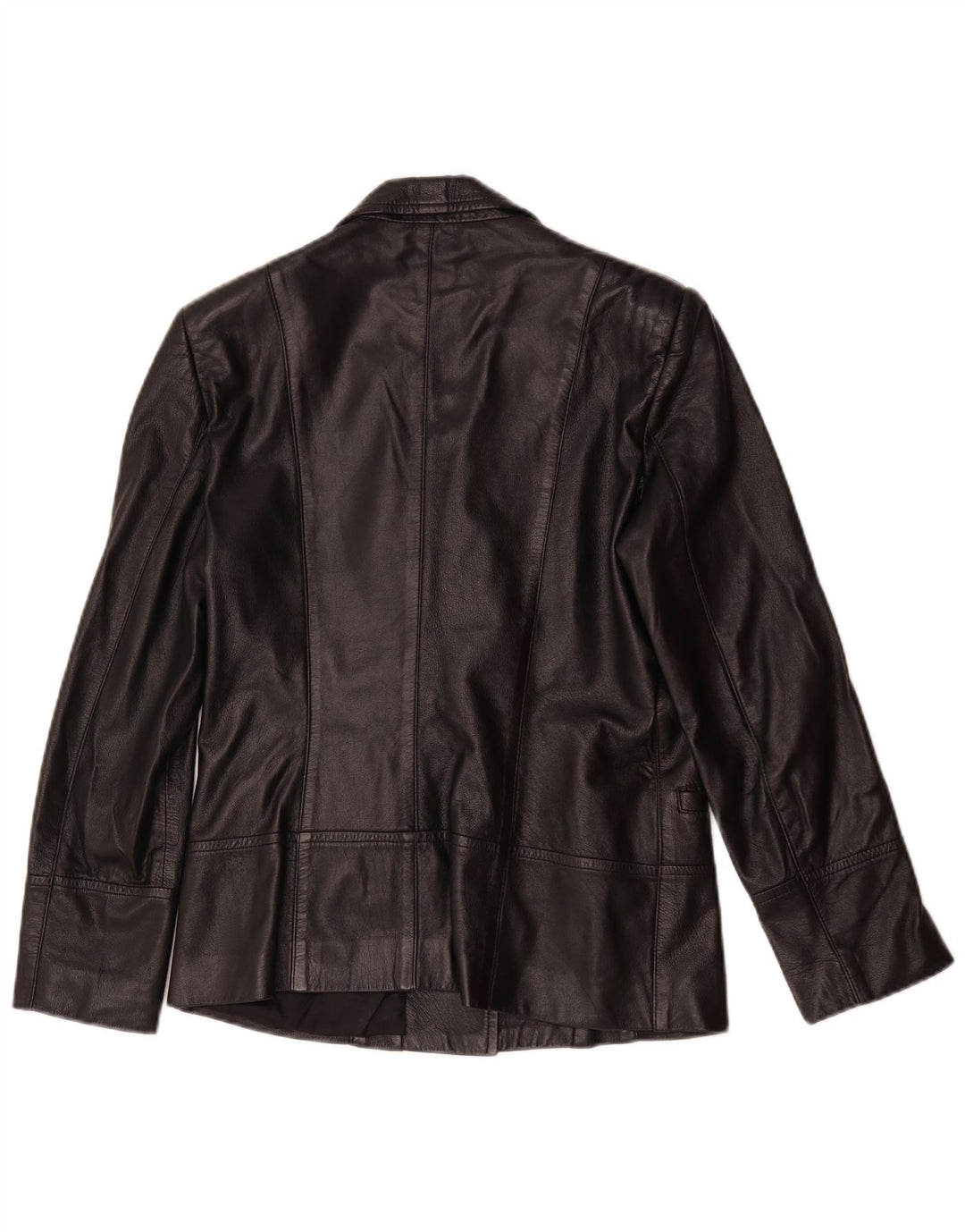 Jachetă vintage din piele cu 1 nasture pentru femei UK 14 Medium din piele neagră