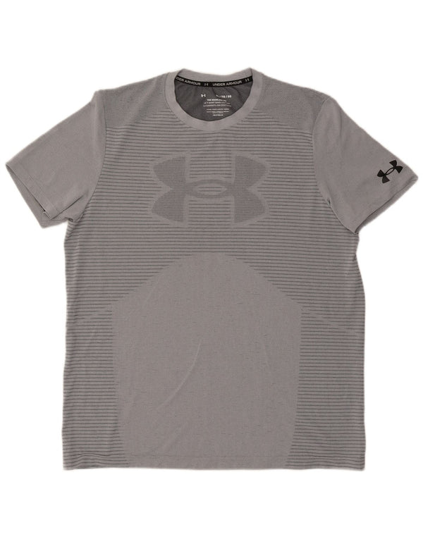 Tricou grafic Under Armour pentru bărbați Heat Gear Top XL Gri poliester cu dungi