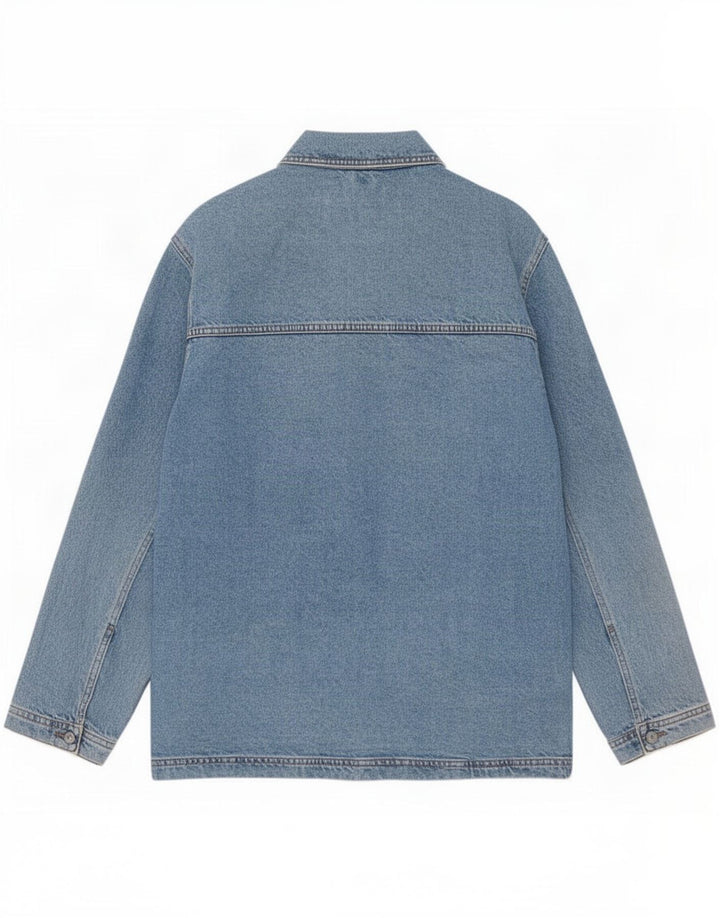 Topshop Jachetă de blugi supradimensionată pentru femei UK 10 Small Blue Bumbac