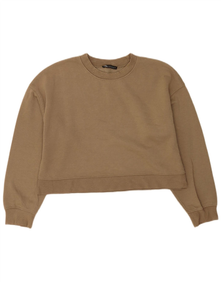 Pulover pentru damă Zara Crop Pulover UK 14 Medium Bej Bumbac
