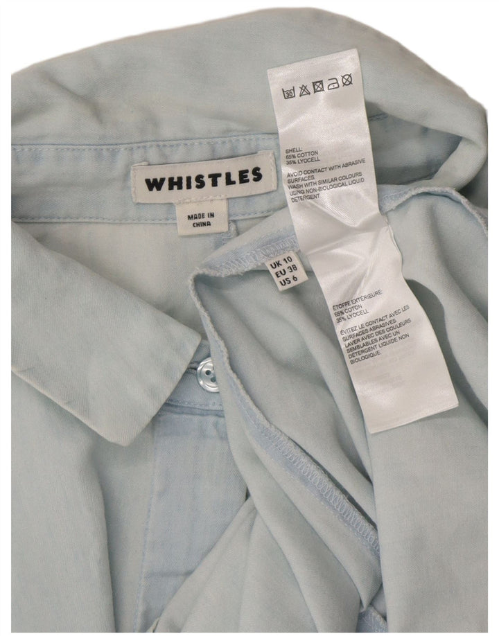 Whistles Rochie cămașă cu pulover pentru femei, UK 10, mic, albastru, bumbac