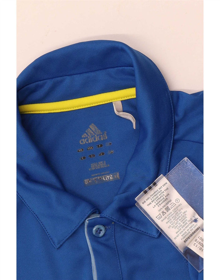 Tricou polo Adidas Climalite pentru bărbați, poliester albastru mic