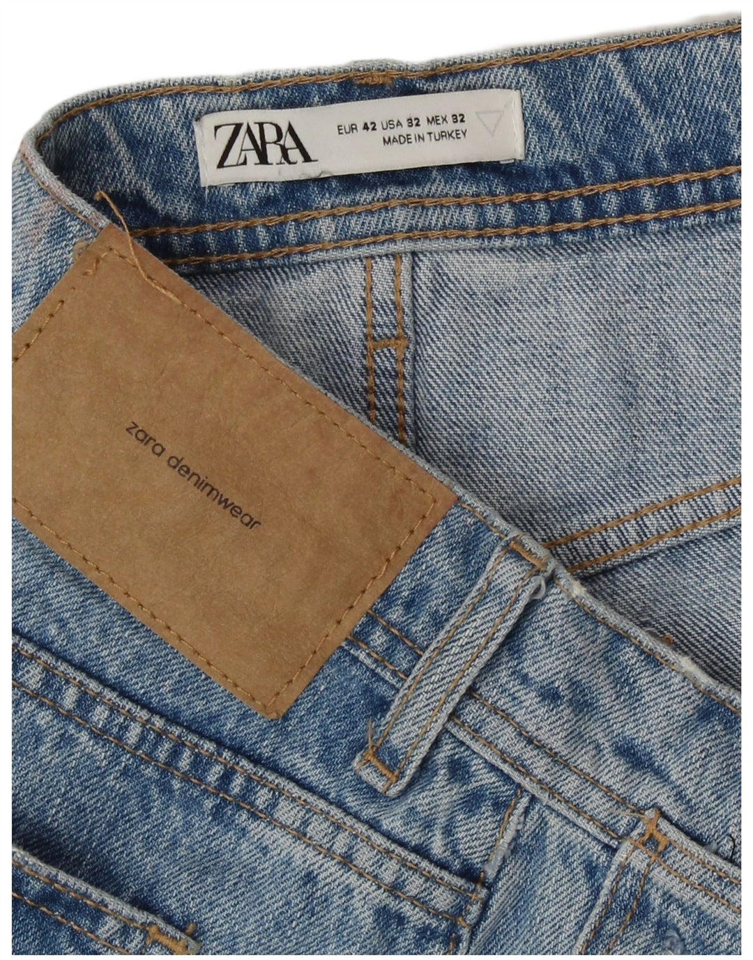 Pantaloni scurți din denim învechit pentru bărbați Zara EU 42 Large W32 Blue Bumbac