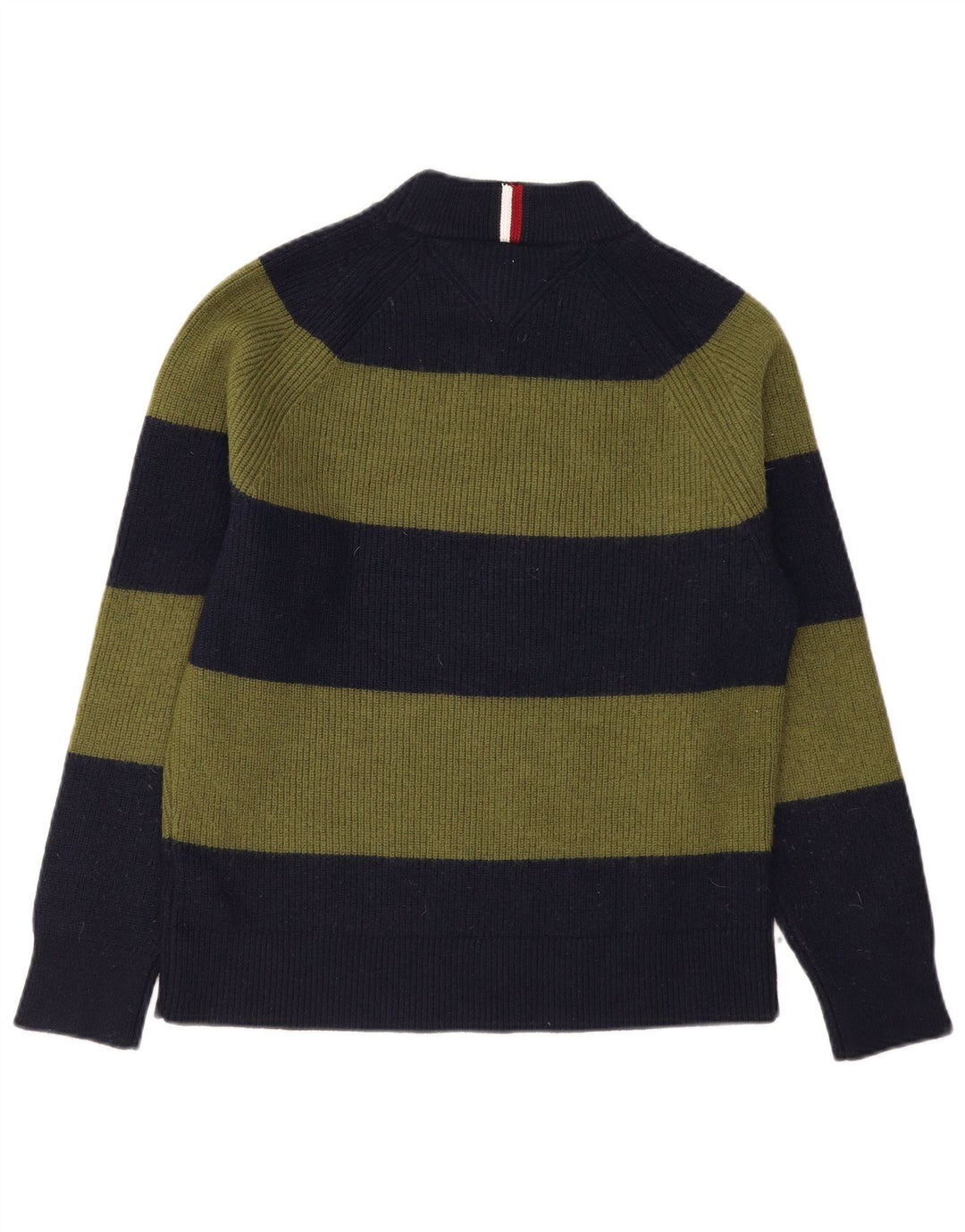 Pulover Tommy Hilfiger pentru bărbați cu gât țestoasă din lână cu dungi kaki mediu