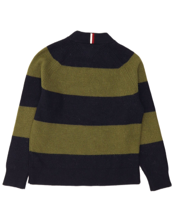 Pulover Tommy Hilfiger pentru bărbați cu gât țestoasă din lână cu dungi kaki mediu