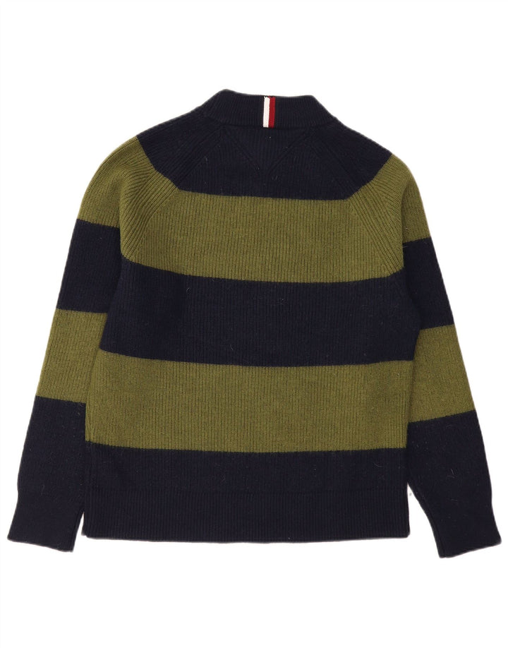 Pulover Tommy Hilfiger pentru bărbați cu gât țestoasă din lână cu dungi kaki mediu