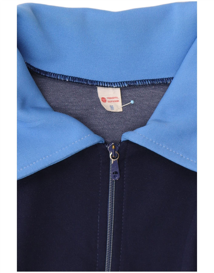 Jachetă de trening pentru bărbați VINTAGE EU 56 XL Albastru Colorblock Retro