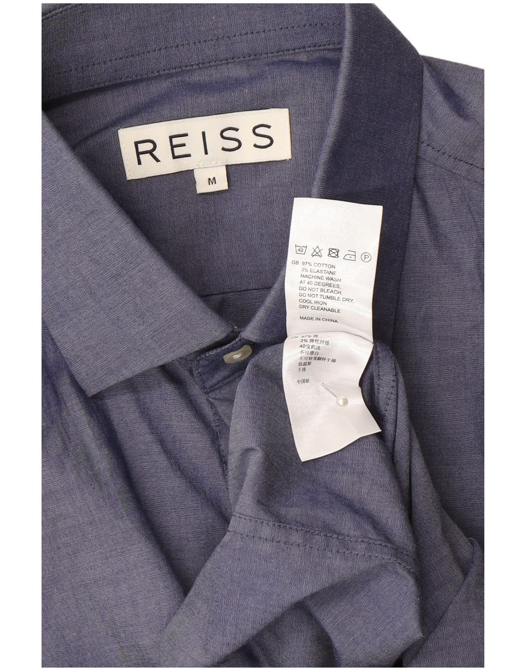 Cămașă pentru bărbați Reiss, bumbac, albastru bleumarin mediu