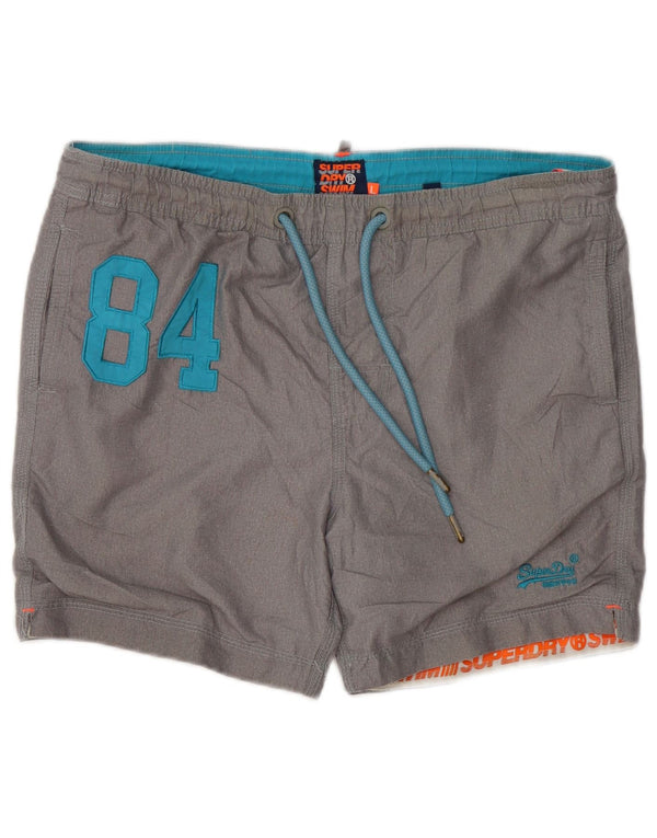 Pantaloni scurți de înot grafic Superdry pentru bărbați, mari, gri, poliester