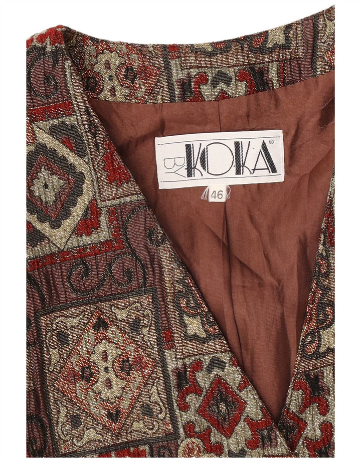 Jachetă vintage pentru femei cu 3 nasturi IT 46 mare maro mozaic acetat