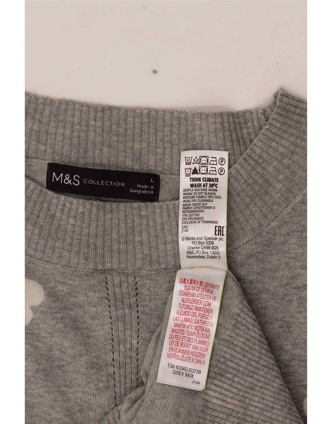 Pulover pentru femei Marks & Spencer, cu model abstract, cu decolteu rotund, UK 16 L