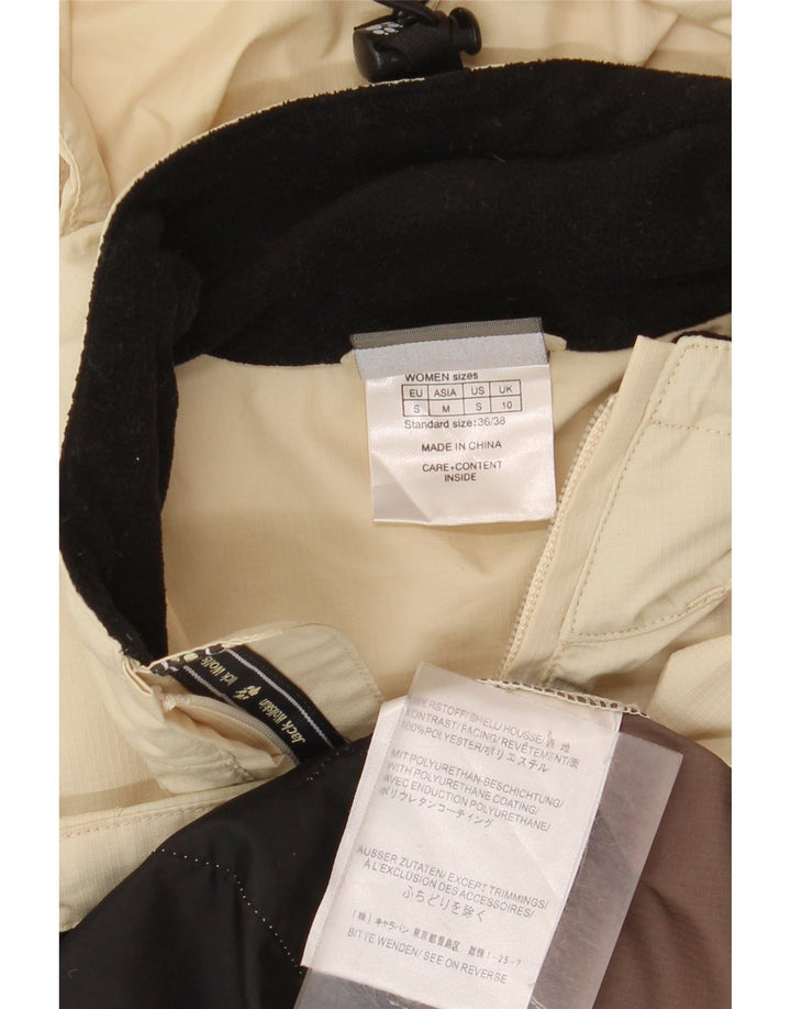 JACK WOLFSKIN Jachetă de ploaie supradimensionată pentru femei UK 10 Small Beige Colorblock