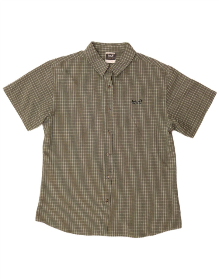 Cămașă cu mânecă scurtă pentru femei JACK WOLFSKIN UK 18 XL Kaki Check Poliester