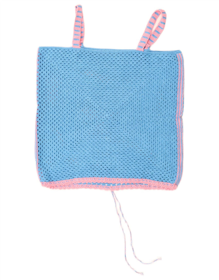 VINTAGE Womens Crochet Cami Top UK 14 Medium Blue