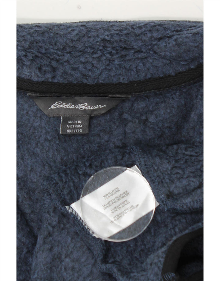 EDDIE BAUER Pulover pentru bărbați, cu fermoar, cu gât, 2XL, albastru bleumarin, pete