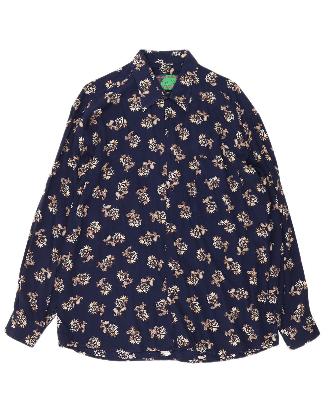 Cămașă Vintage bărbați mare bleumarin Paisley viscoză