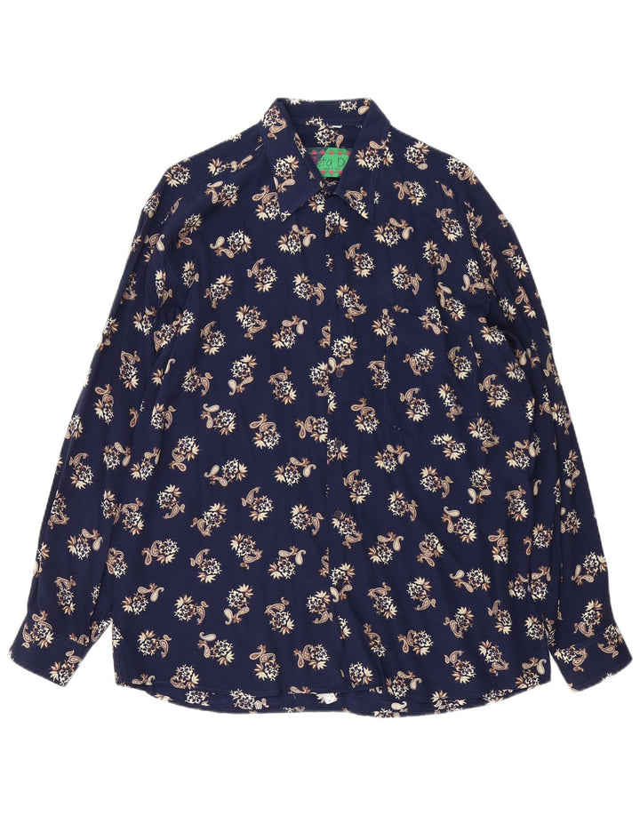 Cămașă Vintage bărbați mare bleumarin Paisley viscoză