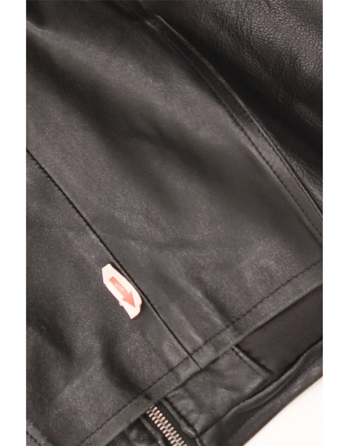 Jachetă de piele vintage pentru femei UK 14 Medium Black Leather