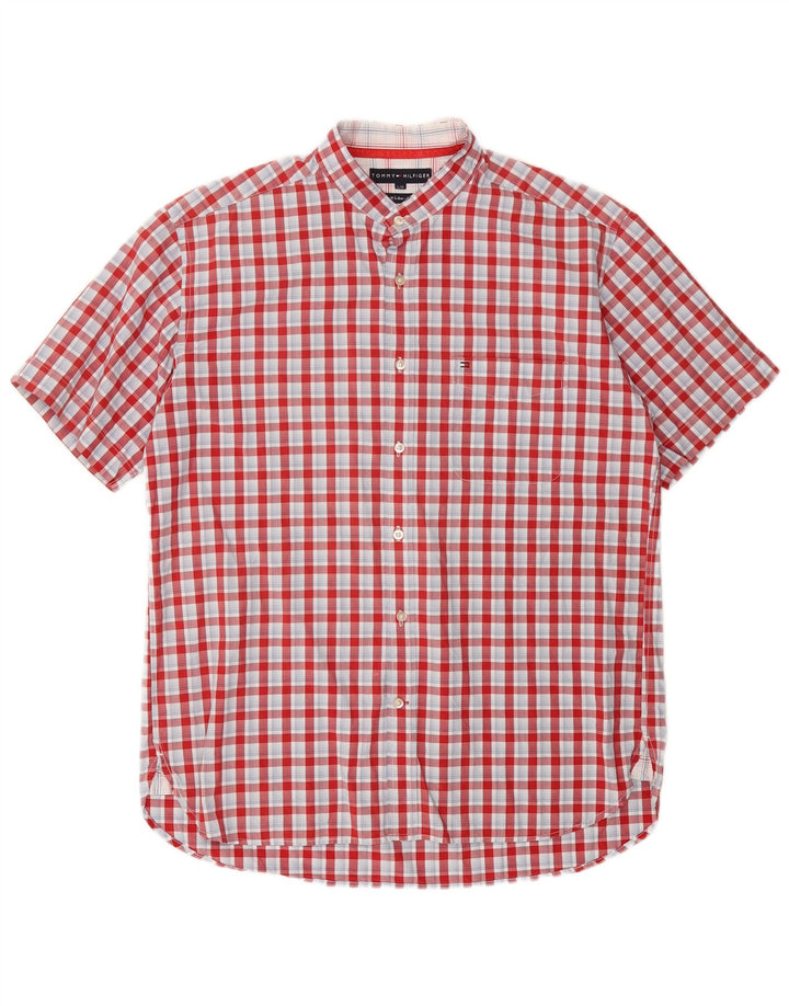 Cămașă cu mânecă scurtă TOMMY HILFIGER pentru bărbați, bumbac cu carouri roșii mari