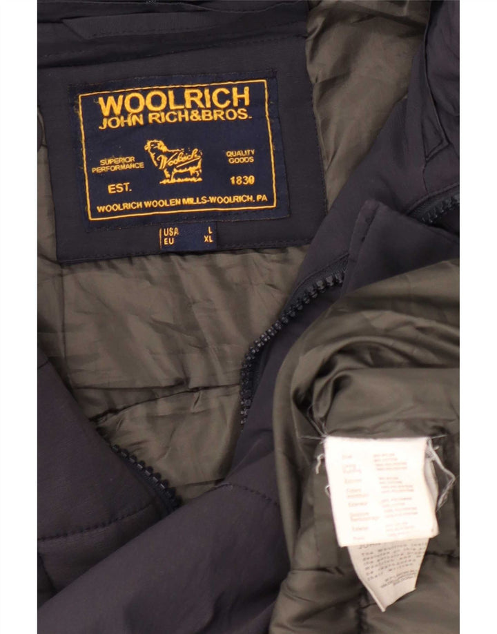 Jachetă căptușită cu glugă Woolrich pentru bărbați UK 40 mare, nailon bleumarin