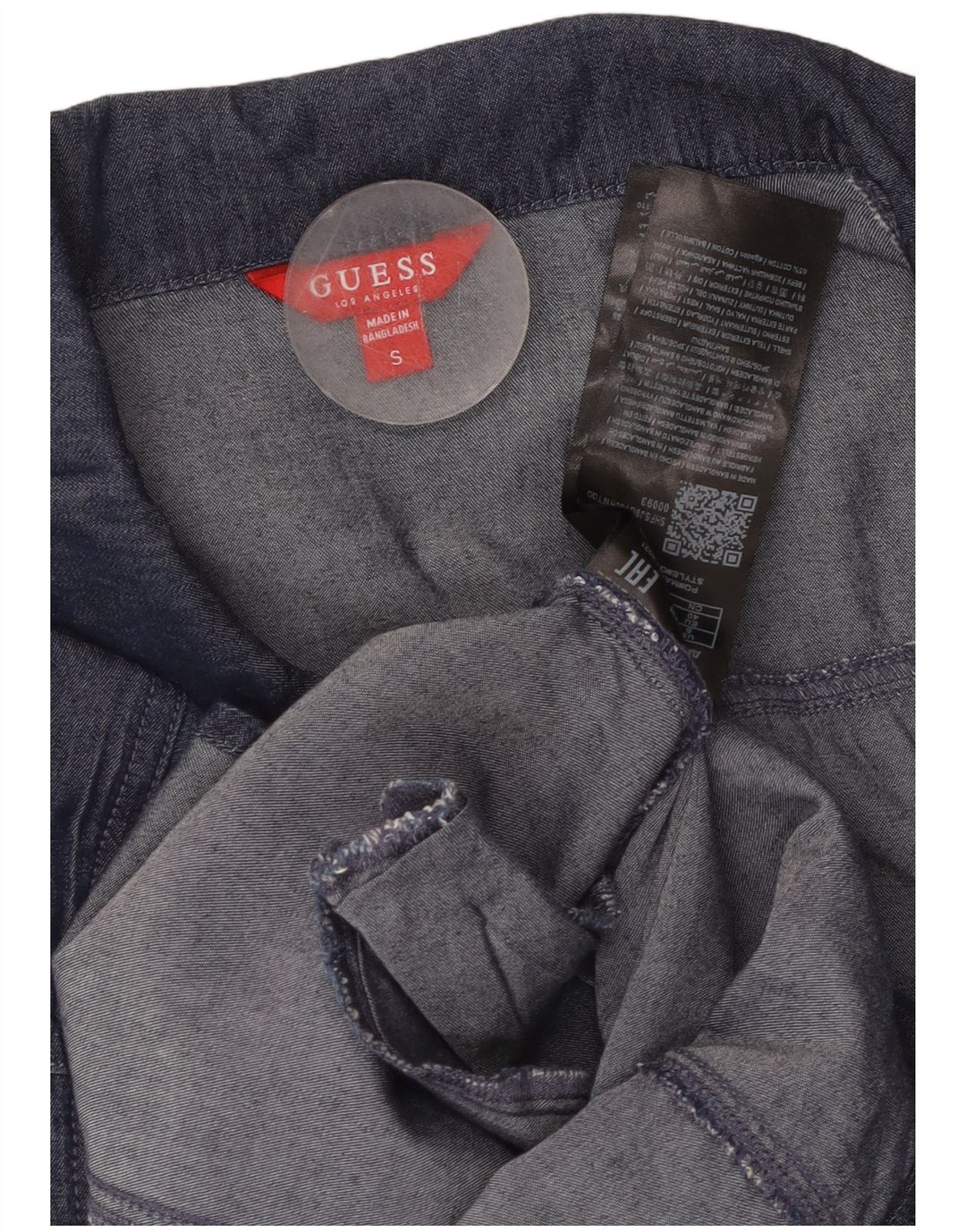 Rochie cămașă din denim GUESS, pentru femei, cu mâneci 3/4, UK 10, bumbac, bleumarin, mic