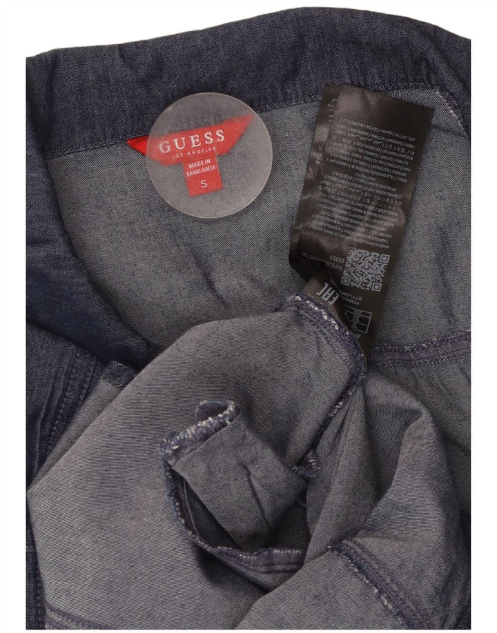 Rochie cămașă din denim GUESS, pentru femei, cu mâneci 3/4, UK 10, bumbac, bleumarin, mic