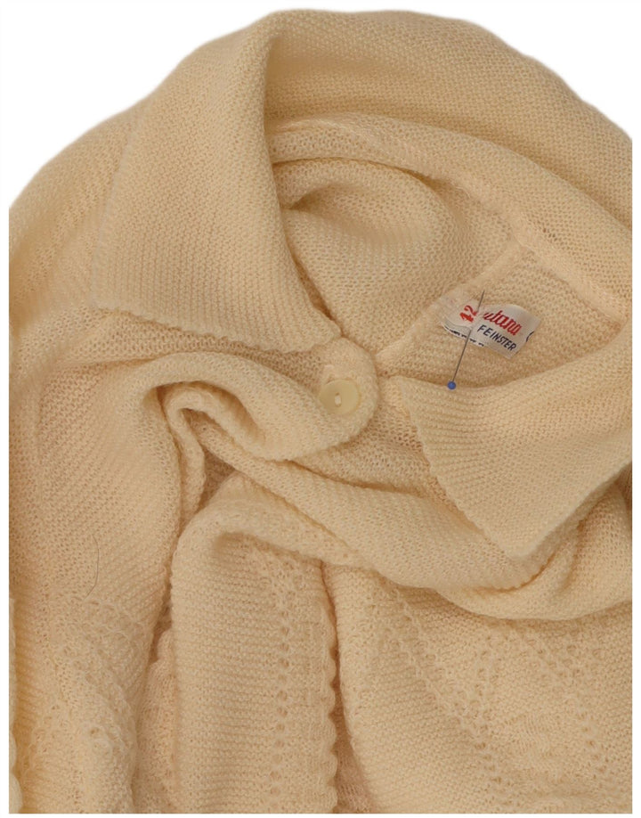 Pulover cardigan crop VINTAGE pentru femei IT 42 Lână merinos galben mediu