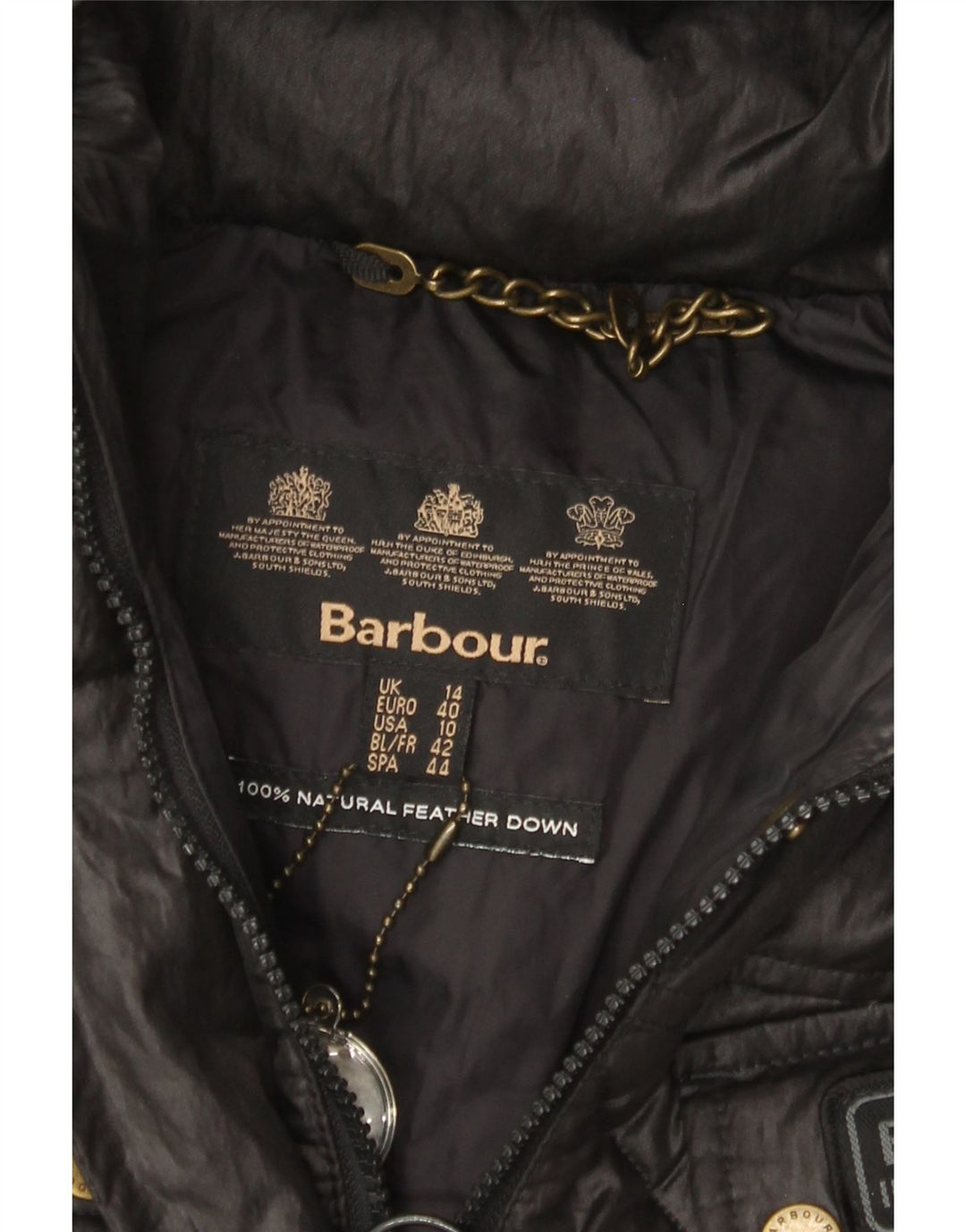 Jachetă căptușită cu glugă pentru femei BARBOUR UK 14 Large Black