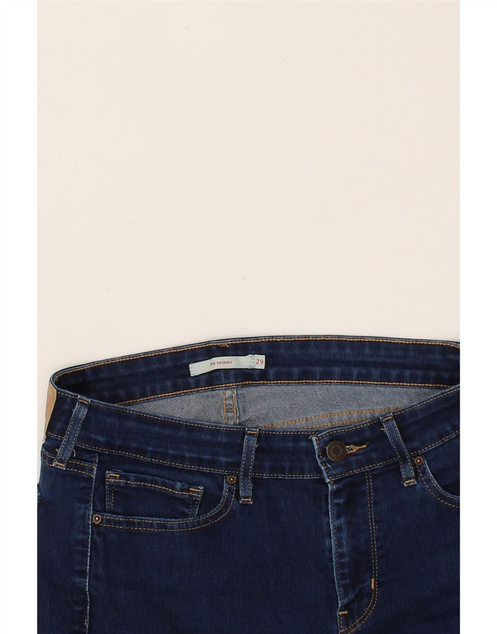 LEVI'S Womens 711 Skinny Denim Shorts W29 Medium Blue Cotton Vintage Levi's and Second-Hand Levi's from Messina Hembry 