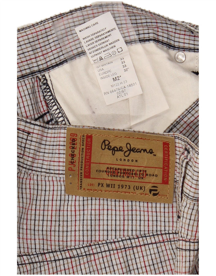 PEPE JEANS Mens Straight Casual Trousers W33 L32 Multicoloured Check