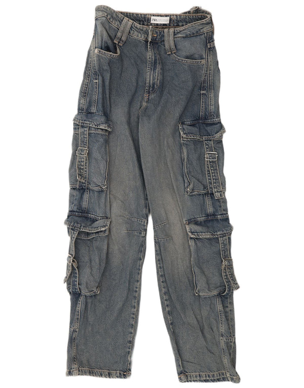 Blugi Zara femei Cargo cu talie înaltă EU 36 XS L26 L32 Bumbac albastru