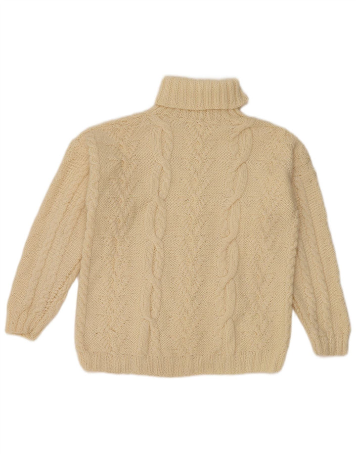 Pulover vintage pentru femei cu gât rulat, pulover UK 12 Medium Off White