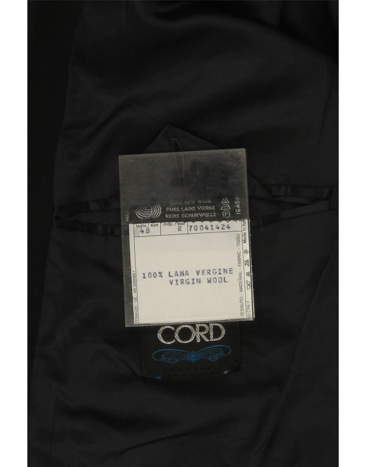 Jachetă vintage pentru bărbați cu 1 nasture IT 48 Medium Black Lână virgină Clasică
