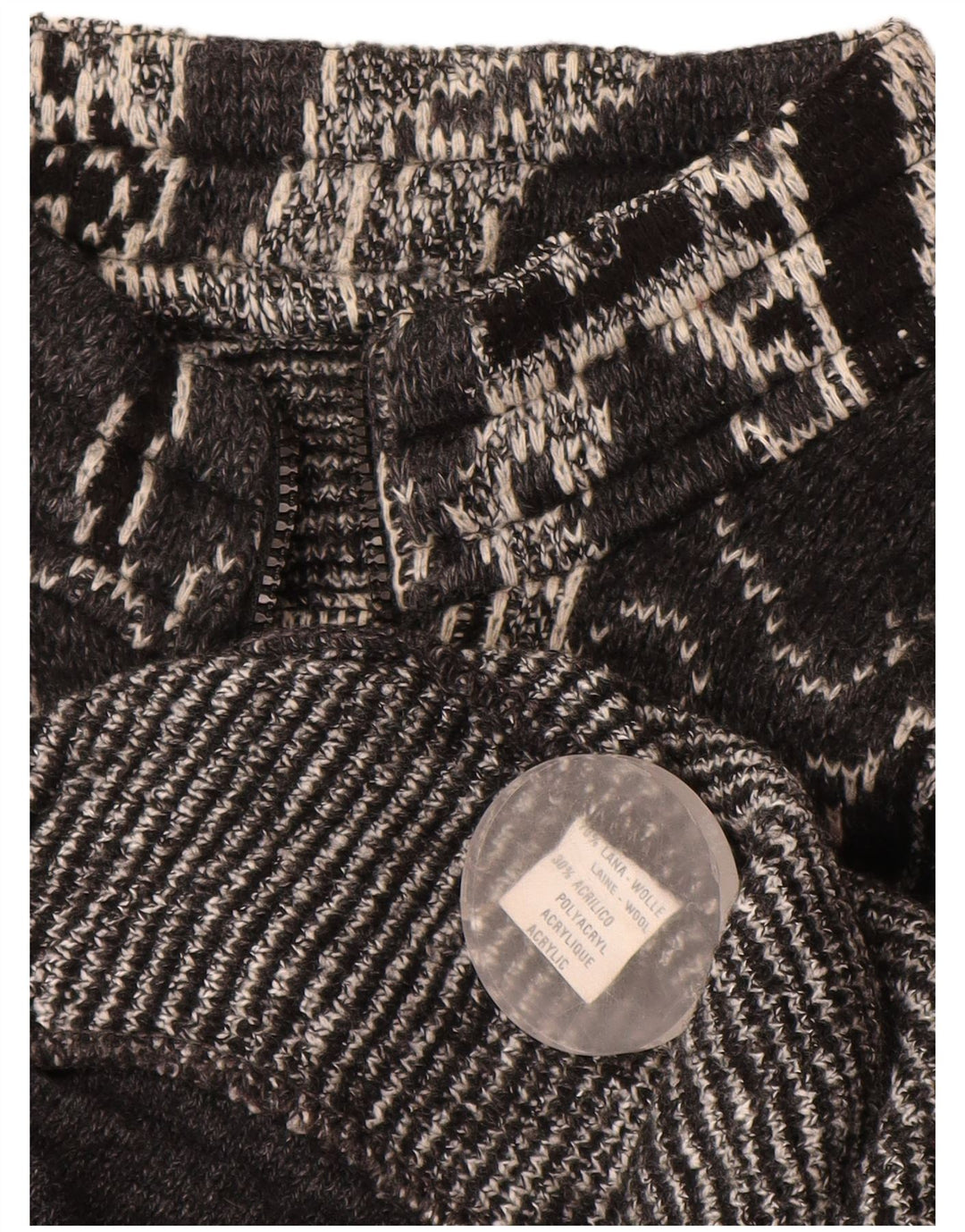 Pulover Cardigan Vintage pentru femei UK 18 XL Lână geometrică neagră