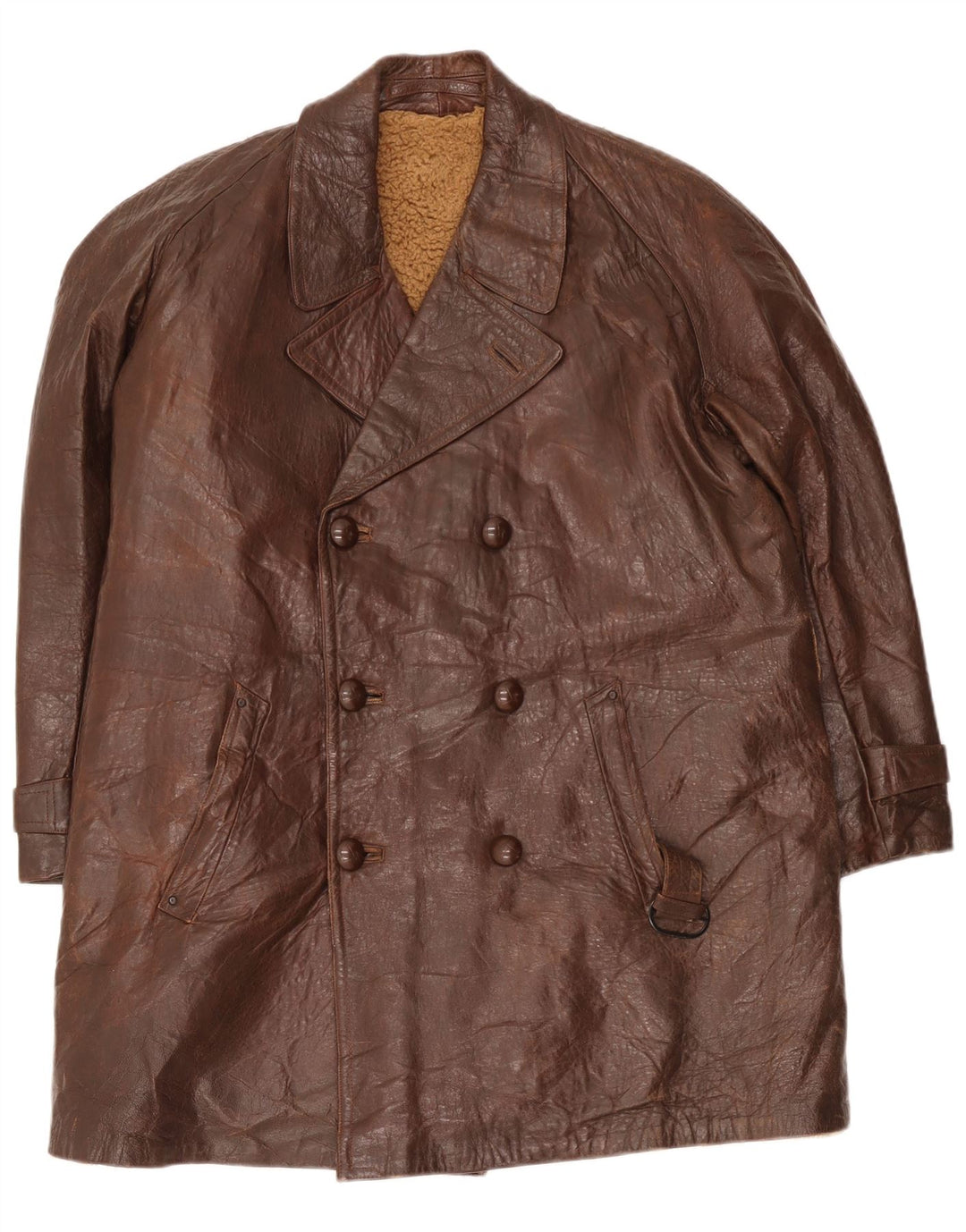 Palton dublu din piele pentru bărbați vintage UK 38 maro mediu